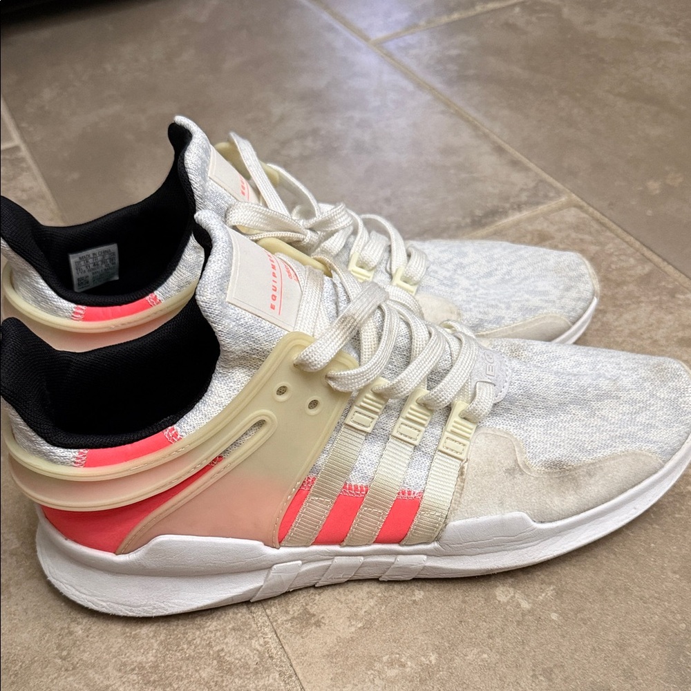 Adidas EQT Cream and Pink Athletic Shoes